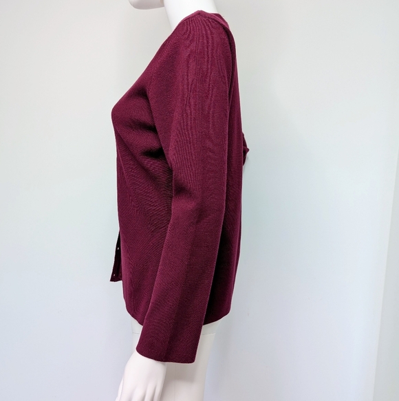 90s Burgundy Red Button Up Basic Cardigan Sweater - Picture 4 of 5
